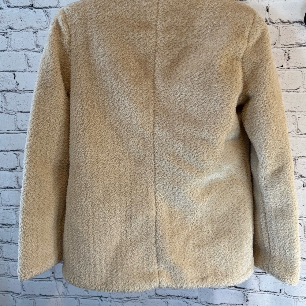 Faux Shearling Jacket with Black Accents - Picture 2 of 4